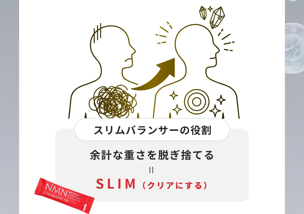 スリムバランサーの役割 余計な重さを脱ぎ捨てる＝SLIM（クリアにする）